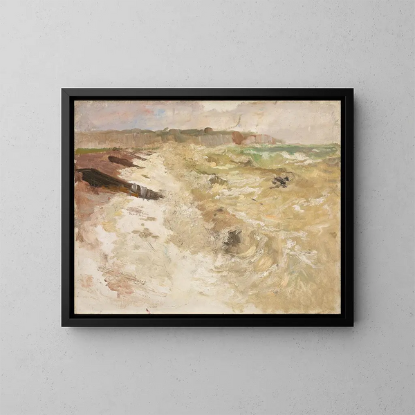 van het strand bij Dieppe - Frits Thaulow — ingelijst kunstwerk aan de muur