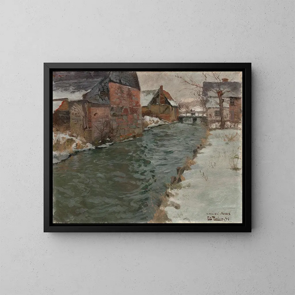 Hameau aan de rivierkant - Frits Thaulow — ingelijst kunstwerk aan de muur