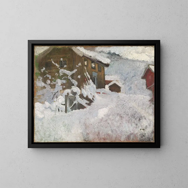 Winter in Noorwegen - Frits Thaulow — ingelijst kunstwerk aan de muur