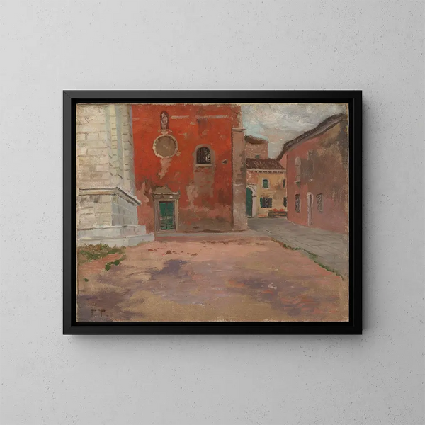 van het Rode Kerk Schilderij in Venetië - Frits Thaulow — ingelijst kunstwerk aan de muur