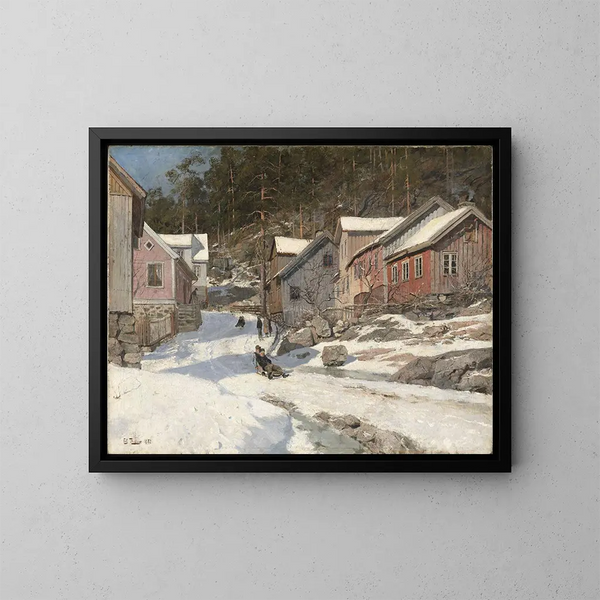 Rue à Krager - Frits Thaulow — ingelijst kunstwerk aan de muur