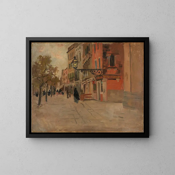 Straat in Venetië - Frits Thaulow — ingelijst kunstwerk aan de muur