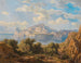 Uitzicht op Capo Miseno met de Vesuvius op de achtergrond - Fritz Bamberger — weergave van het kunstwerk