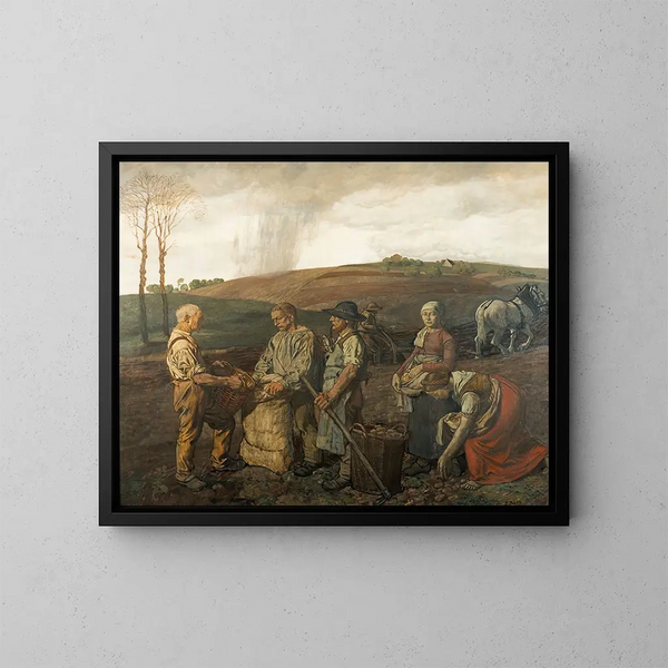 De aardappeloogst - Fritz Boehle — ingelijst kunstwerk aan de muur
