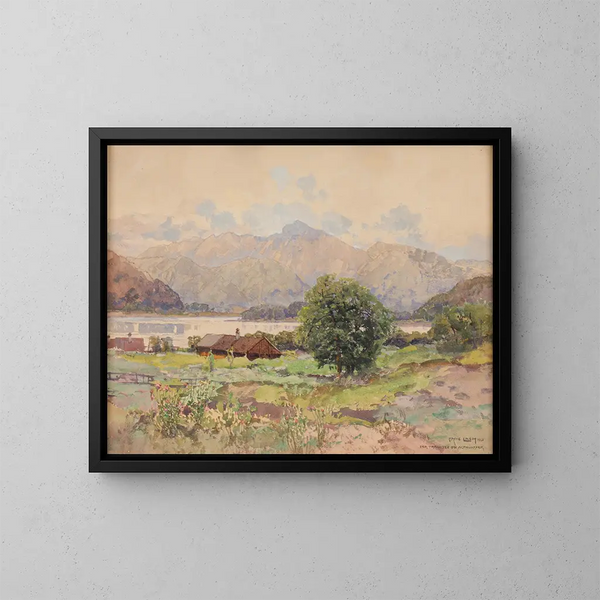Het meer Traun in Altmünster - Fritz Lach — ingelijst kunstwerk aan de muur