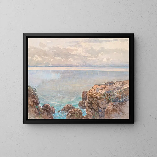 Kust rotsen en kalme zee - Fritz Lach — ingelijst kunstwerk aan de muur