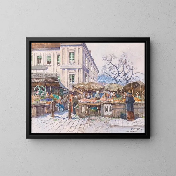 Markt van Naschmarkt in Wenen - Fritz Lach — ingelijst kunstwerk aan de muur
