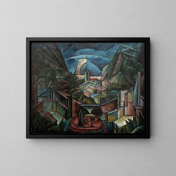 Landschap kubo-futuristisch - Fritz Stuckenberg — ingelijst kunstwerk aan de muur