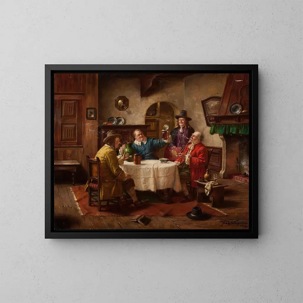 Gesprek tussen heren - Fritz Wagner — ingelijst kunstwerk aan de muur
