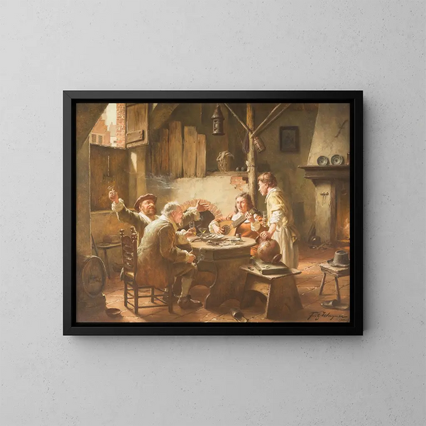 Vrolijk samenzijn - Fritz Wagner — ingelijst kunstwerk aan de muur