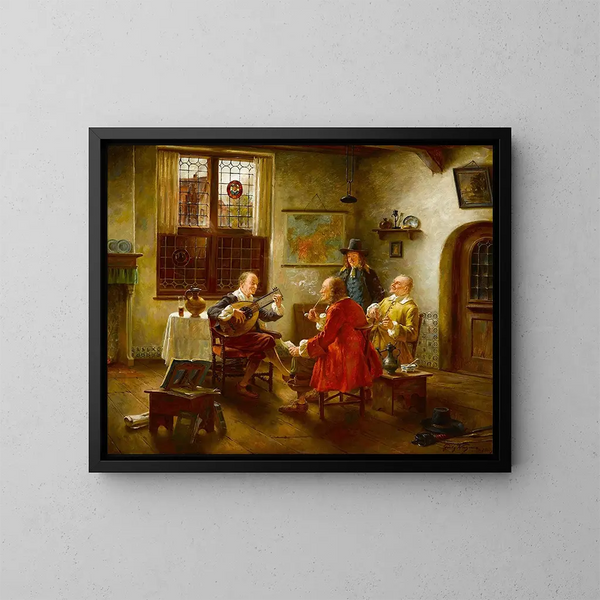 De muziekles - Fritz Wagner — ingelijst kunstwerk aan de muur
