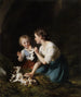 Kinder met kittens - Fritz Zuber-Bühler — weergave van het kunstwerk