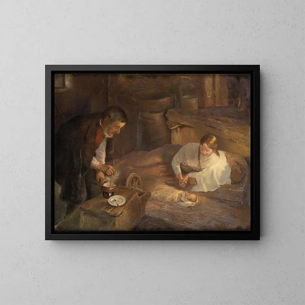 Heilige Nacht - Fritz von Uhde — ingelijst kunstwerk aan de muur