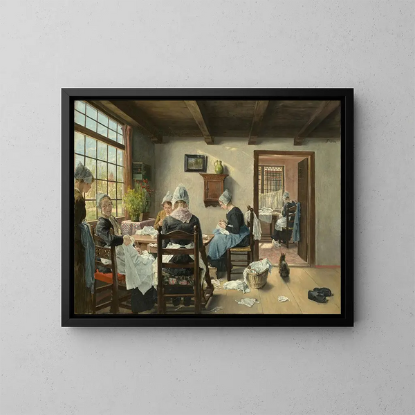 Hollandse Interieur Schilderij - Fritz von Uhde — ingelijst kunstwerk aan de muur