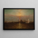 van de New York Haven met de Brooklyn Bridge - G Baker — ingelijst kunstwerk aan de muur