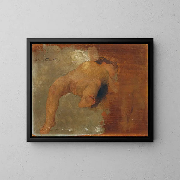 Putto liggend - Gabriel Ferrier — ingelijst kunstwerk aan de muur
