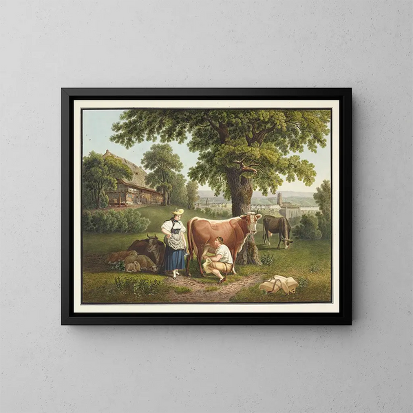 Uitzicht op Bern vanaf de Sandrain - Gabriel Lory de Oudere — ingelijst kunstwerk aan de muur