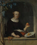 Een vrouw zittend bij een raam - Gabriel Metsu — weergave van het kunstwerk