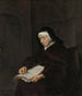Oude vrouw mediterend - Gabriel Metsu — weergave van het kunstwerk
