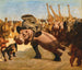 van de apen als scheidsrechters in de strijd tussen een olifant en een nijlpaard - Gabriel von Max — weergave van het kunstwerk