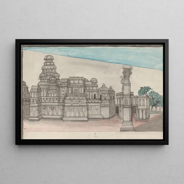 Vue extérieure de Keylas Kailasanatha - Gangaram Chintaman Tambat — framed artwork on a wall