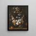 Flower Garland and Golden Fruit Bowl - Gaspar Peeter Verbruggen the Younger — framed artwork on a wall