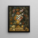 Flower painting in a vase with fruits on a pedestal - Gaspar Peeter Verbruggen the Younger — framed artwork on a wall