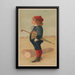 Boy in a Field with Umbrella and Book Watching a Butterfly - Gast Lith Eng Co — framed artwork on a wall