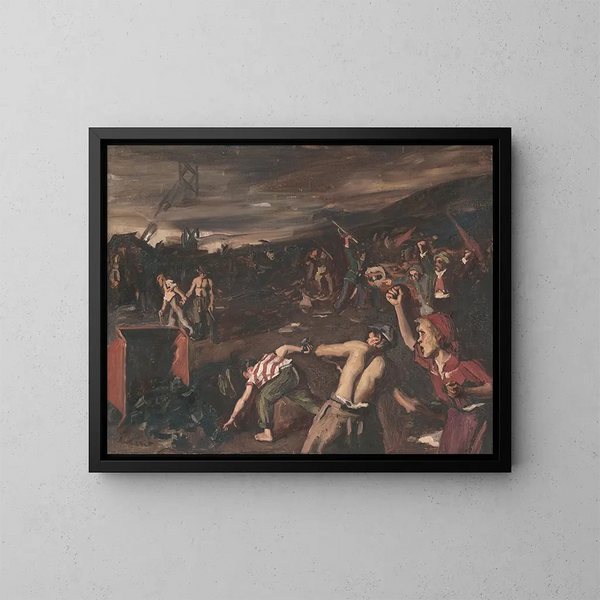 Mijnwerkersstaking - Gejza Kukán — ingelijst kunstwerk aan de muur
