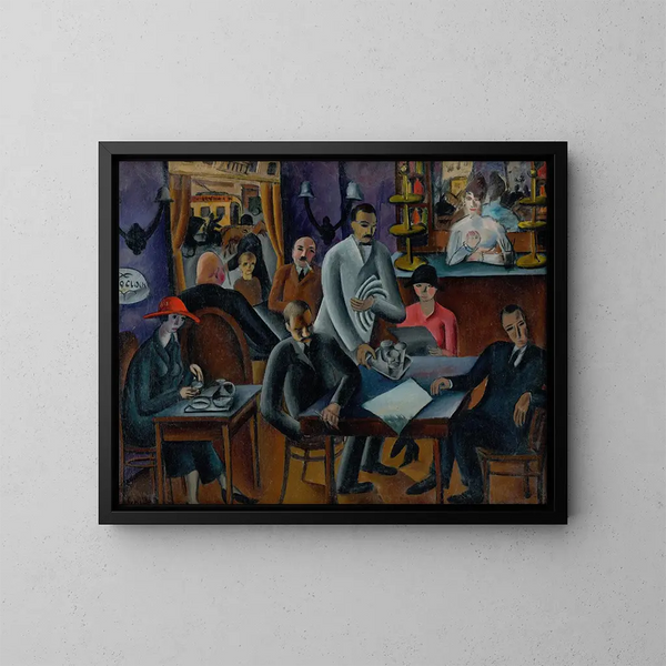 In het café - Gejza Schiller — ingelijst kunstwerk aan de muur