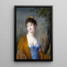 Dame en bleu avec châle jaune - Genot — framed artwork on a wall