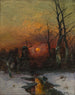 Winter Landscape Painting at Sunset - Georg Fischhof — artwork view