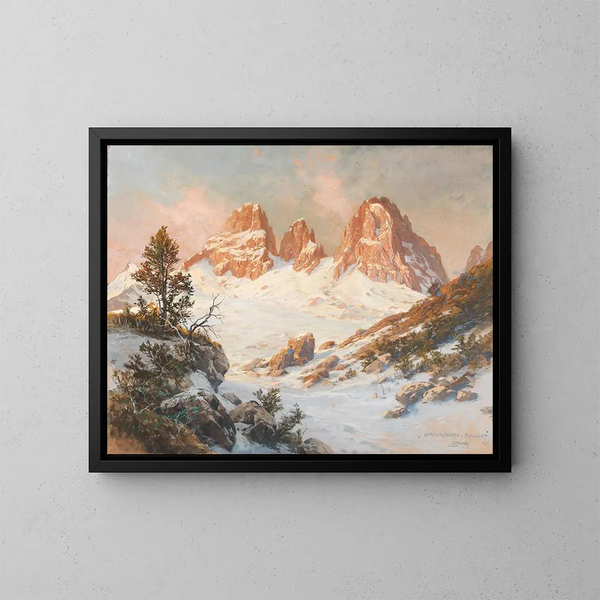 Groep van de Langkofel gezien vanaf de Pordoijoch - Georg Janny — ingelijst kunstwerk aan de muur
