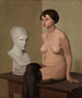 Female nude painting with plaster head - Georg Scholz — artwork view