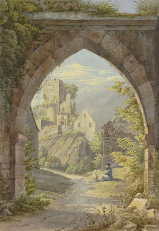 Georg Von Krieg - Gotischer Bogen mit Durchblick auf eine Burg.webp
