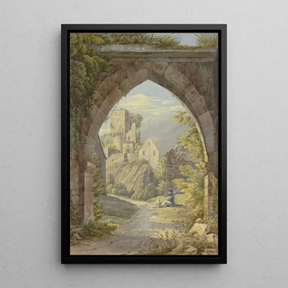 Georg Von Krieg - Gotischer Bogen mit Durchblick auf eine Burg.webp