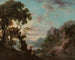 Een bebost landschap met een meer en vissers op de voorgrond - George Barret — weergave van het kunstwerk
