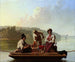 De bootvaarders van de Missouri - George Caleb Bingham — weergave van het kunstwerk