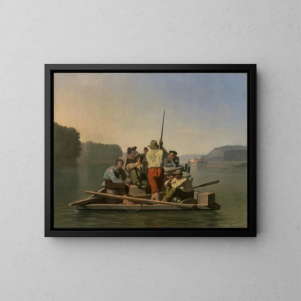 van een gezonken stoomschip ondersteund door een sleepboot - George Caleb Bingham — ingelijst kunstwerk aan de muur
