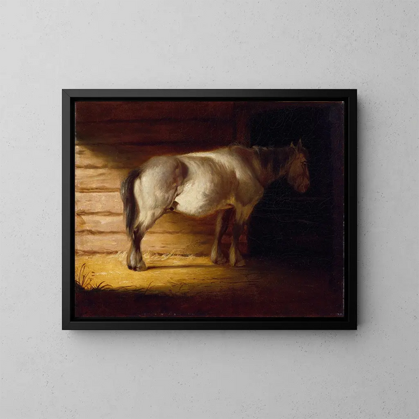 Oud paard op het veld - George Caleb Bingham — ingelijst kunstwerk aan de muur