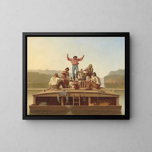 De vrolijke bootvaarders - George Caleb Bingham — ingelijst kunstwerk aan de muur