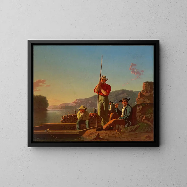 De houten boot - George Caleb Bingham — ingelijst kunstwerk aan de muur