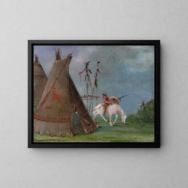 Lodge comanche des peaux de buffle - George Catlin — ingelijst kunstwerk aan de muur