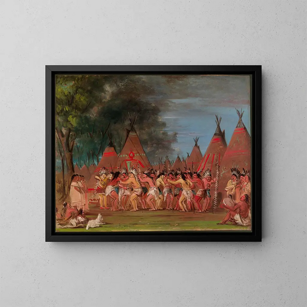 Dans van de chef-koks bij de monding van de rivier Teton - George Catlin — ingelijst kunstwerk aan de muur