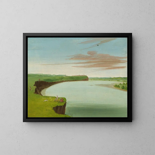 Uitzicht op het dorp Mandan - George Catlin — ingelijst kunstwerk aan de muur