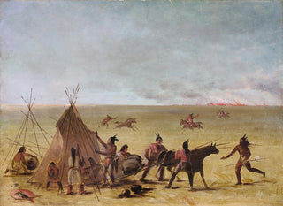 George Catlin - Indian Family Alarmed At The Approach of a Prairie Fire.webp