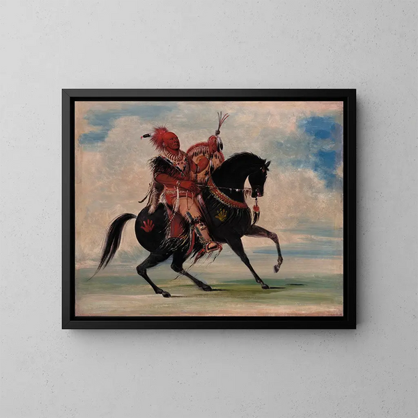 De waakzame leider van de vossen van de stam te paard - George Catlin — ingelijst kunstwerk aan de muur