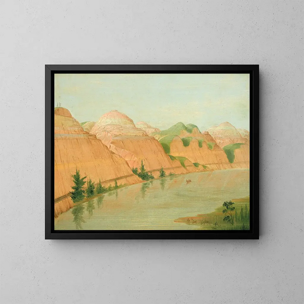 van prachtige Kliffen van klei, 1800 mijl boven Saint-Louis - George Catlin — ingelijst kunstwerk aan de muur