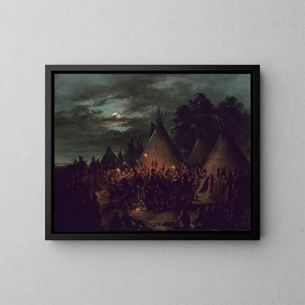 Dans van de hoofdhuid van de Sioux - George Catlin — ingelijst kunstwerk aan de muur