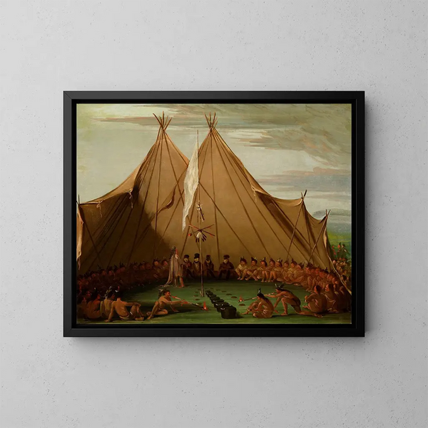 van het Sioux-hondendiner - George Catlin — ingelijst kunstwerk aan de muur